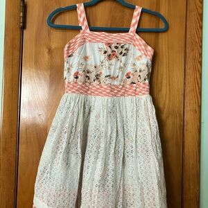 Matilda Jane Orange Cream Sundress Sleeveless Square Neck